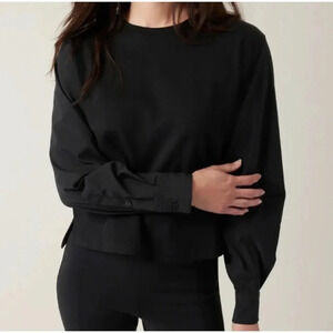 Athleta Harlow Long Sleeve Hybrid Top Size Medium Black Breathable Pullover